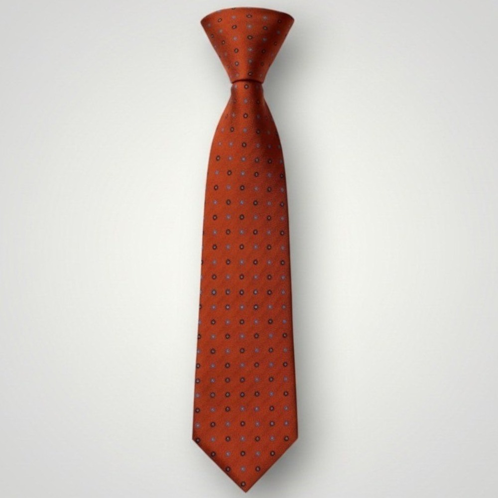Countess Mara Silk Tie Men Burnt Orange Floral Hand Made Fall Formal Preppy